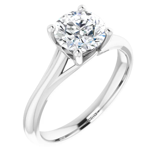 14K White 7 mm Round Solitaire Engagement Ring