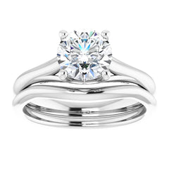 14K White Gold Round Blue Sapphire Solitaire Engagement Ring- Custom