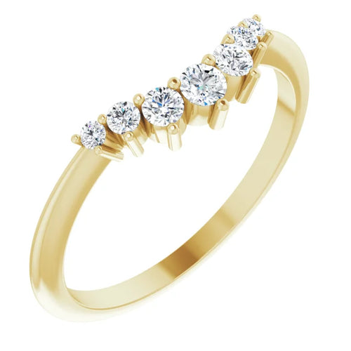 14K Gold 1/5 CTW Diamond Contour Band - Curved Wedding Ring