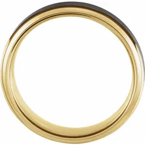 18K Yellow Gold PVD & Black PVD Tungsten Band with Satin Finish