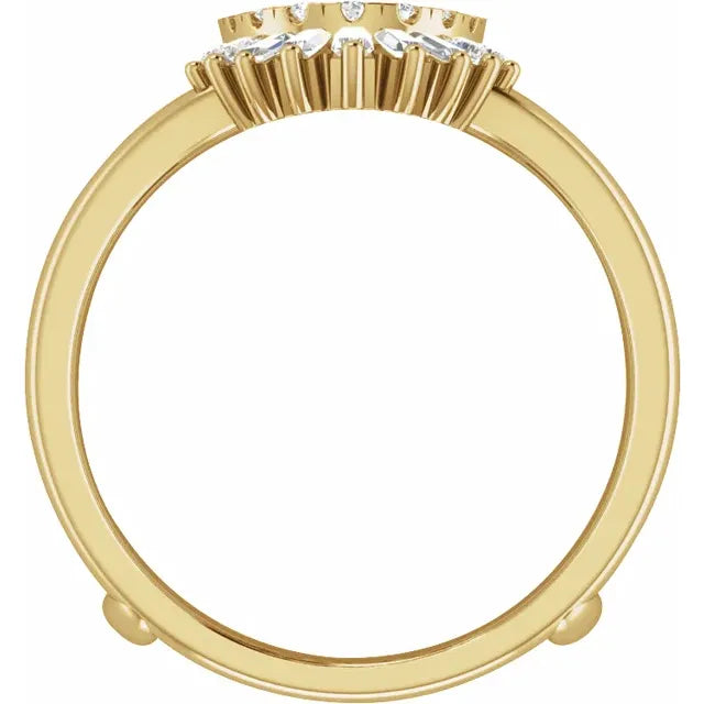 14k Gold Art Deco Style 1/2 CTW Natural Diamond Ring Guard Wedding Band