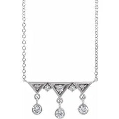 14K Gold 1/5 CTW Natural Diamond Fringe Bar 18" Necklace