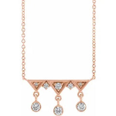 14K Gold 1/5 CTW Natural Diamond Fringe Bar 18" Necklace