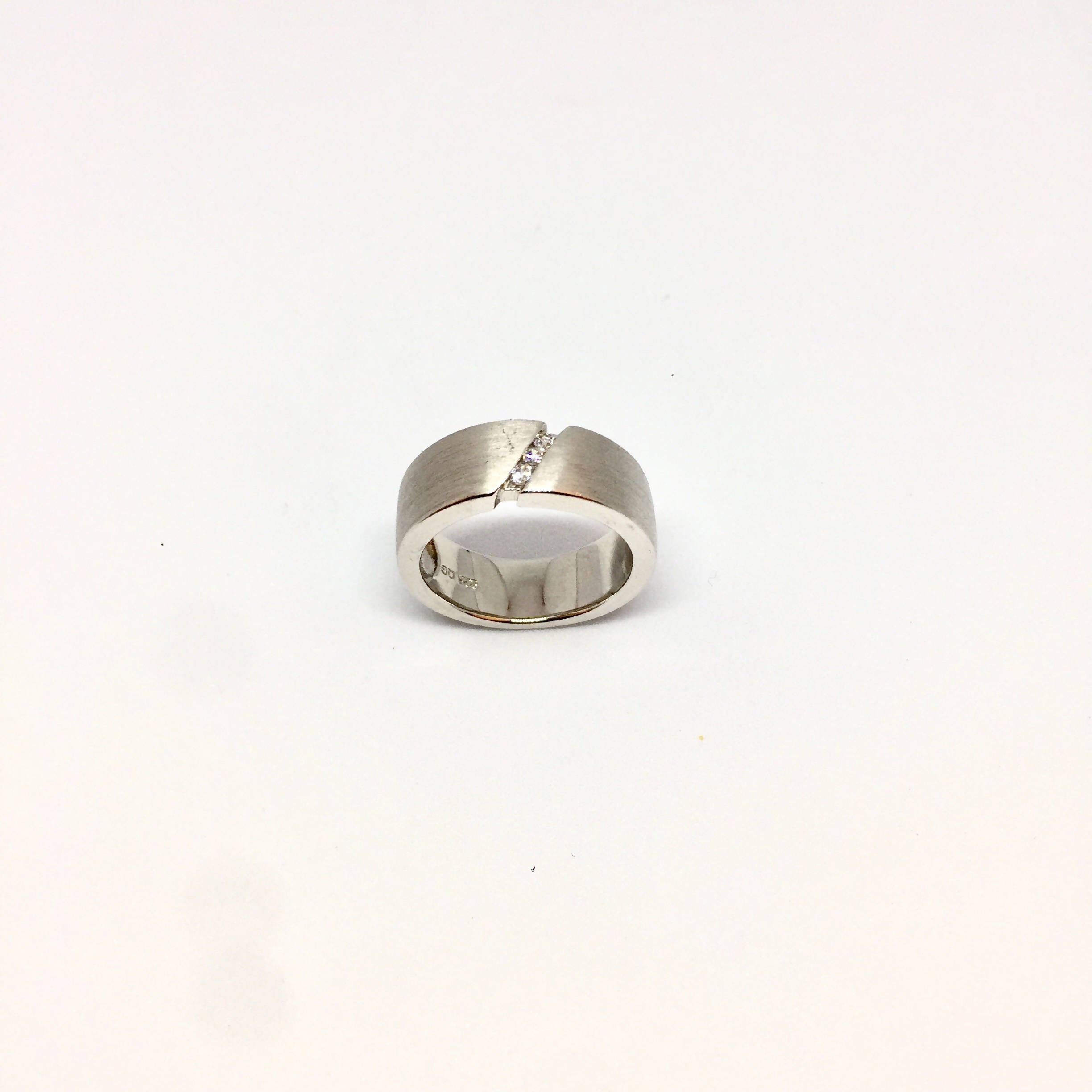 Sterling Silver Brushed CZ Ring