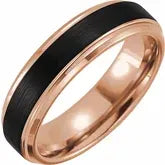 18K Rose Gold PVD & Black PVD Tungsten Band with Satin Finish