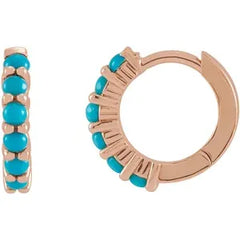 14K Gold Natural Turquoise Huggie Hoop Earrings