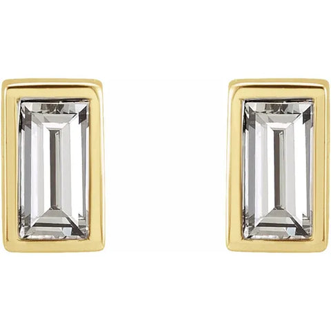 14K Gold 3/4 CTW Round Natural Diamond Bezel-Set Solitaire Stud Earrings
