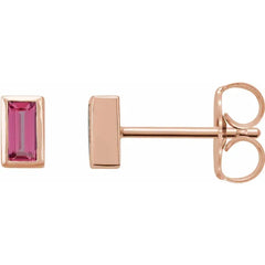 14K Gold 0.28 CTW Natural Pink Tourmaline Bezel-Set Earrings