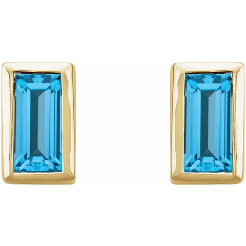 14K Gold 0.28 CTW Sky Blue Topaz Bezel-Set Earrings