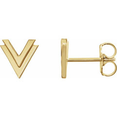 14k Gold Double V Post Earrings
