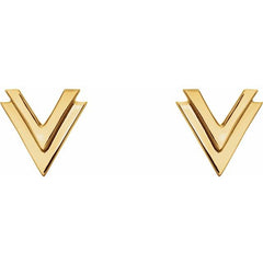 14k Gold Double V Post Earrings