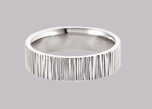 Tree Bark Pattern Sterling Silver Ring 6 MM