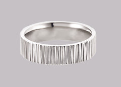 Tree Bark Pattern Sterling Silver Ring
