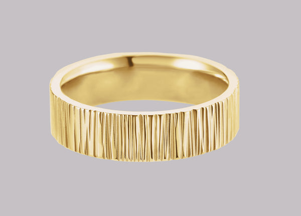 Tree Bark Pattern Gold Ring 6 MM – Lireille