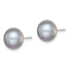 9 - 10 mm Grey Freshwater Cultured Button Pearl Stud Earring