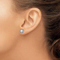 9 - 10 mm Grey Freshwater Cultured Button Pearl Stud Earring