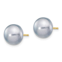 9 - 10 mm Grey Freshwater Cultured Button Pearl Stud Earring