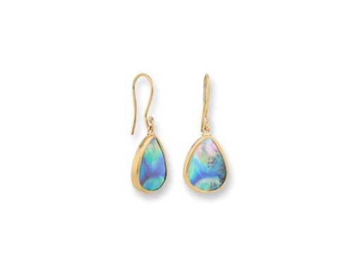 22K Yellow Gold Reversible  "Abby" Drop Earrings with Pear Shape Abalones