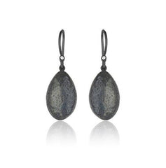 Oxidized Sterling Silver "Amanda" Medium Size Diamond Drop Earrings