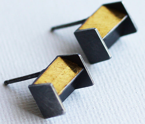 24k Gold Architectural Stud Earrings
