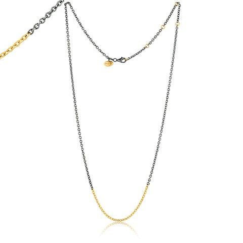 Hand Forged "Aria" Chain in Hammered Sterling Silver with 18k Gold Accent Links