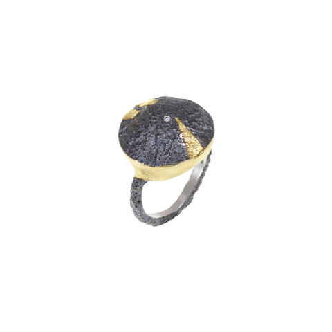 Apostolos Statement Ring with Champagne Diamond and 18k Gold Highlight