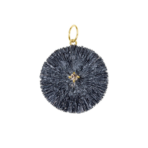 Apostolos Jewelry Textured Round Pendant with Champaign Diamond