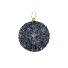 Textured Round Pendant with Champaign Diamond - Large