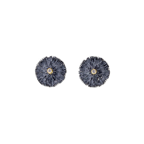 Modern Textured Square Earrings with 18k Gold Dots