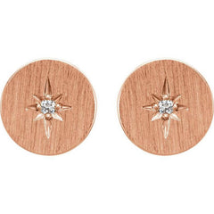 14k Gold Disc and Diamond Starburst Earrings