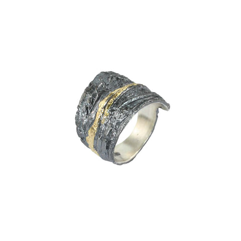 Apostolos Statement Ring with Champagne Diamond and 18k Gold Highlight