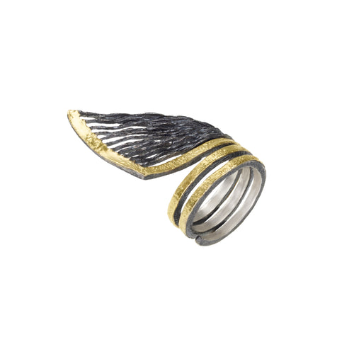 Apostolos Fan Ring in Silver and 18k Gold