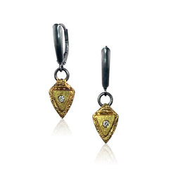 Atlantis Shield Leverback Earrings - Gold