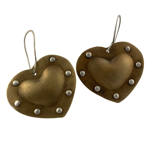 Bronze Fearless Heart Earrings