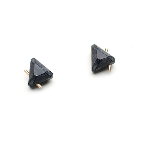 Black Gold Trilateral Earrings - S - Lireille