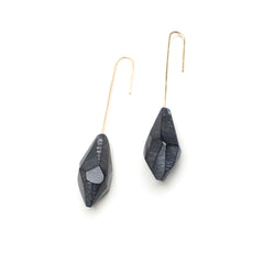 Black Gold Crystal Drop Earrings - Lireille