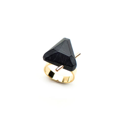 Black Gold Trilateral Ring - Lireille