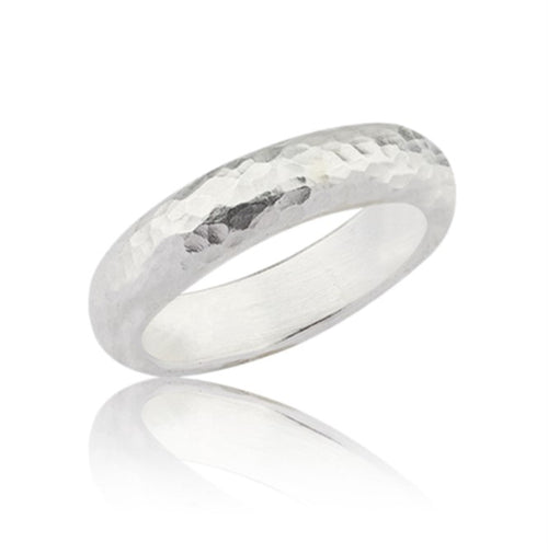 Sterling Silver Plain Hammered Band