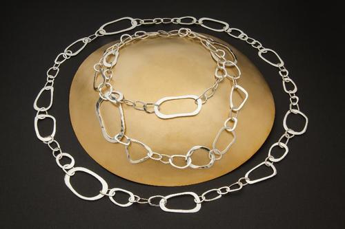 Long Forged Fine Silver Chain