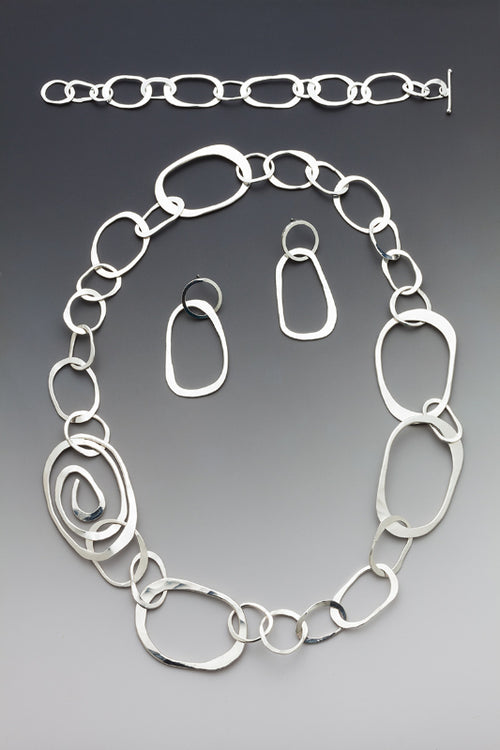 Long Forged Fine Silver Chain