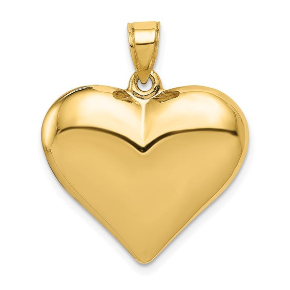 18ct Gold Over Sterling Silver Puffed Heart Pendant Necklace. 