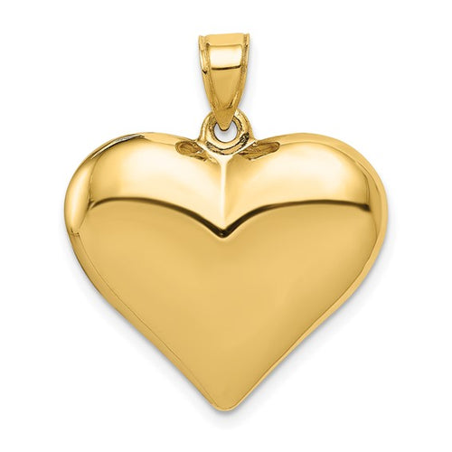 14K Gold 3-D Puffed Heart Pendant