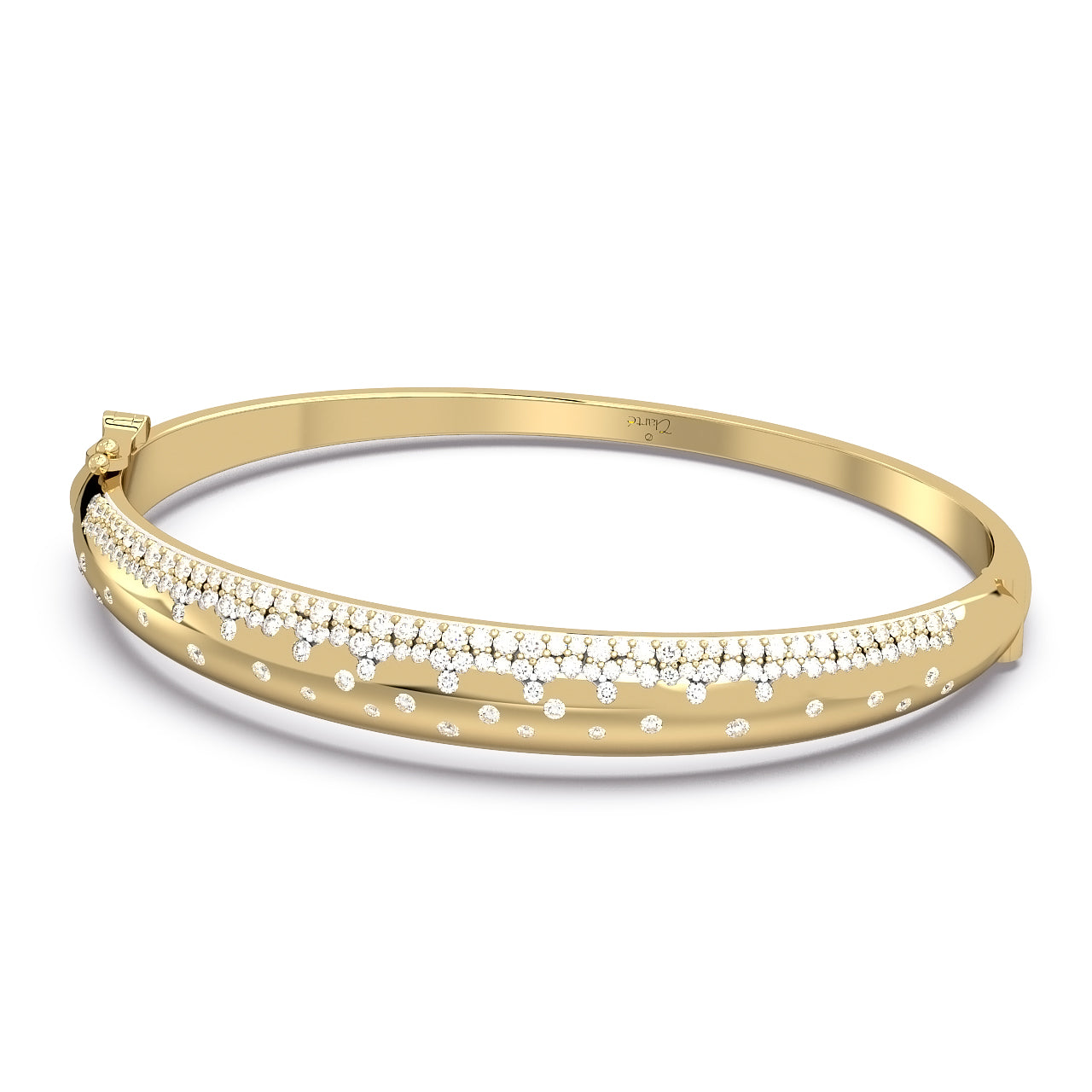 14k Gold Diamond Open Cuff Bracelet Dahlia Diamond 2mm Dainty 