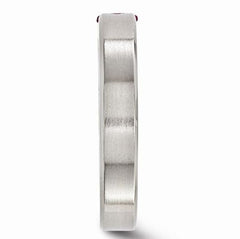 Edward Mirell Titanium Brushed Rhodolite Garnet 4mm Band