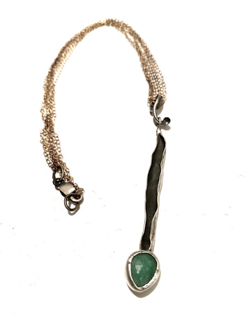 Ophelia Single Drop Necklace set with White Topaz, Peridot and Labrodorite