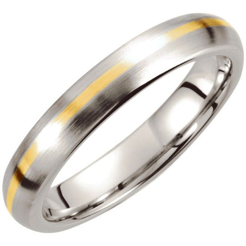 Cobalt 4 mm Domed Band with 14K Yellow Inlay