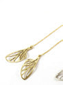 Wings, Small, brass ear threaders, gold fill chain, max length 90mm