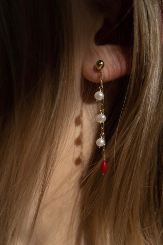 Teardrop Earrings with White Freshwater Pearls