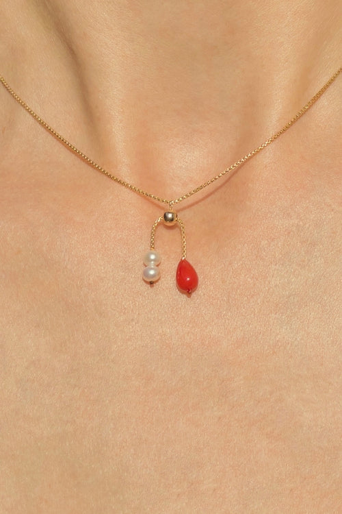 Red Coral Necklace with Freshwater Pearls