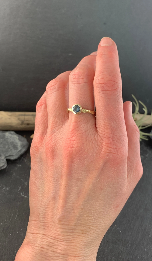 Cypress Solitaire Ring with 5mm Montana Sapphire